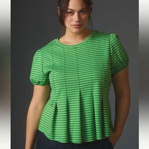 Maeve Corset Peplum Top Anthropologie Large Petite. NEW